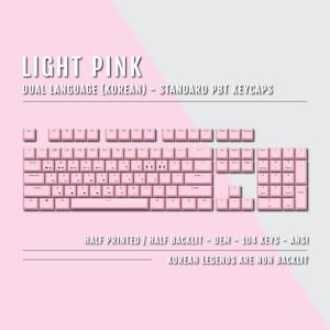 US Light Pink Korean (Hangul) Keycaps - Dual Language Keycaps - Double Shot PBT - Ansi & Iso Available - For Sizes 100/80 TKL/60%