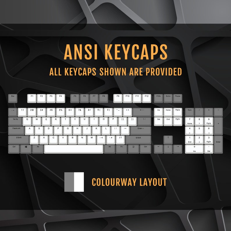 ISO/ANSI - White & Orange Double Shot PBT Keycaps - Full Set with Backlighting - Oem Profile (Sizes for 104/105, 80 Tkl and 60) - Sale image 4