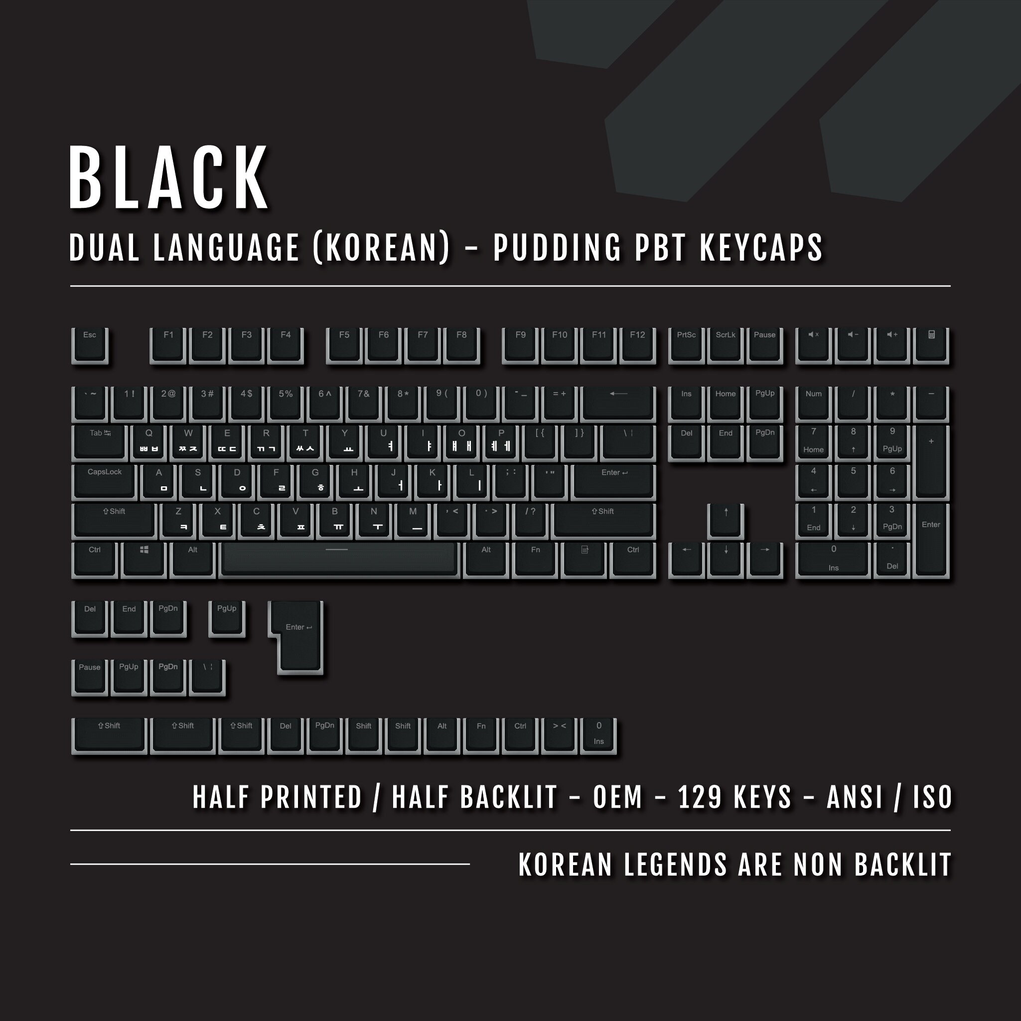 Black Korean Hangul Pudding Keycaps: Double Shot PBT, 129 Keys - Etsy Israel