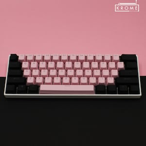 ISO/ANSI - Black & Light Pink Double Shot PBT Keycaps - Full Set with Backlighting - Oem Profile (Sizes for 104/105, 80 Tkl and 60)