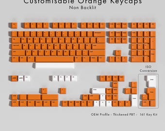 Custom Orange PBT Keycaps: Non-Backlit, OEM Profile
