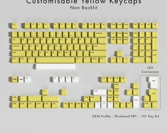 Custom Yellow PBT Keycap Set: Dye-Sub, Non-Backlit, ISO/ANSI