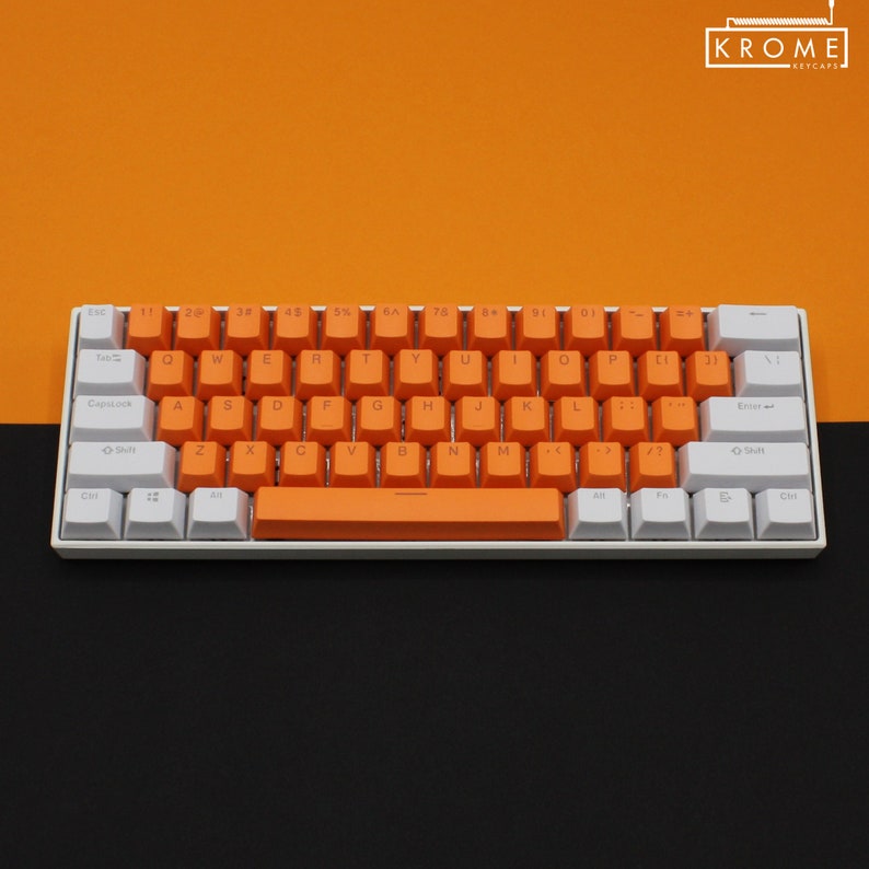 ISO/ANSI - White & Orange Double Shot PBT Keycaps - Full Set with Backlighting - Oem Profile (Sizes for 104/105, 80 Tkl and 60) - Sale image 1