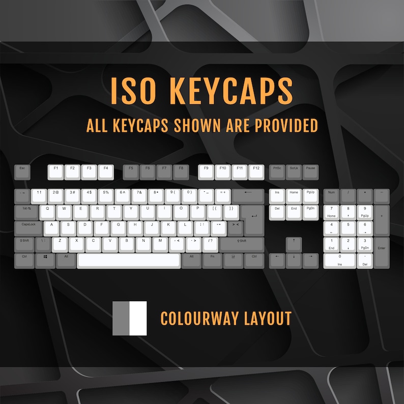 ISO/ANSI - White & Orange Double Shot PBT Keycaps - Full Set with Backlighting - Oem Profile (Sizes for 104/105, 80 Tkl and 60) - Sale image 5