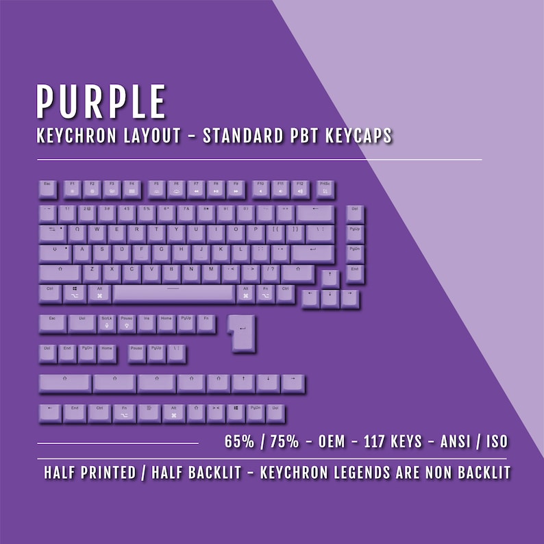Purple Dual Language Keycaps: US + Keychron - Thumbnail 4