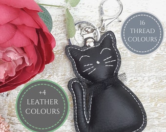 【BLACKPURPLE】24FW★ Signature Cat Heart charm Keyring Couple Keychain Cute Black White Matching Puzzle for Cat