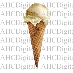 Summer Ice-cream Sublimation Image, Ice Cream Cone Image, Icecream clipart, Digital Download, tan Icecream cone png