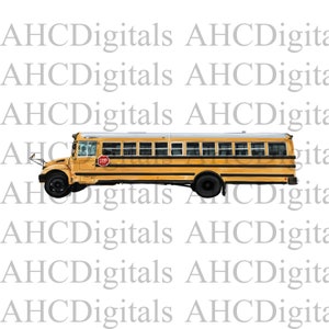 School bus Sublimation Image, Watercolor School bus, School Teacher Artwork, Digital Download, School bus drawing, Digital School bus