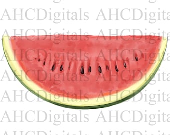 Summer Watermelon Sublimation Image, Watercolor Watermelon Image, Watermelon slice clipart, Digital Download, Watermelon png