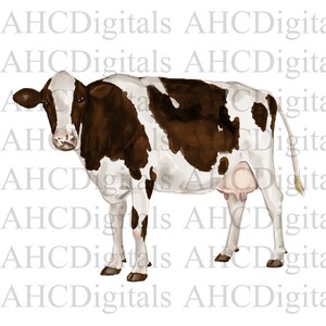Brown Cow Sublimation Image, Watercolor Animal, Farm Animal Artwork, Digital Download, Cow drawing, Calf Digital Art, Cute Cow Image