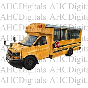 School bus Sublimation Image, Watercolor School bus, School Teacher Artwork, Digital Download, School bus drawing, Digital School bus