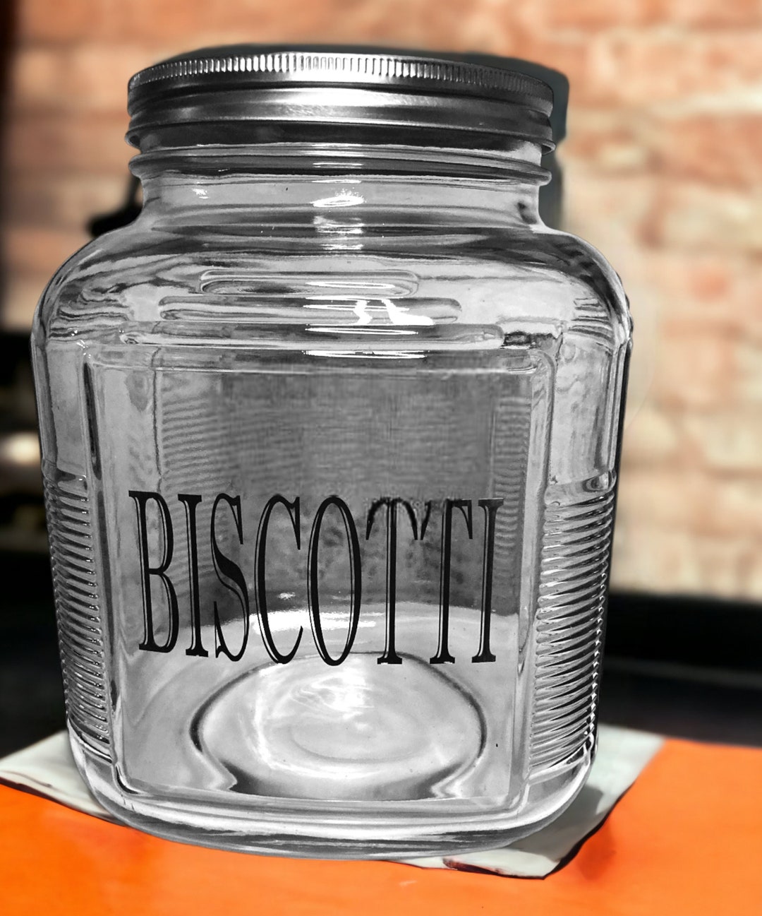 Biscotti Cookie Jar Personalized Cookie Jars Custom Engraved Gifts Glass Cookie Jar Italian