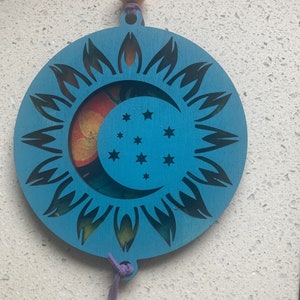 Sun Moon and Stars Suncatcher Suncatcher Wood and Acrylic Suncatcher ...