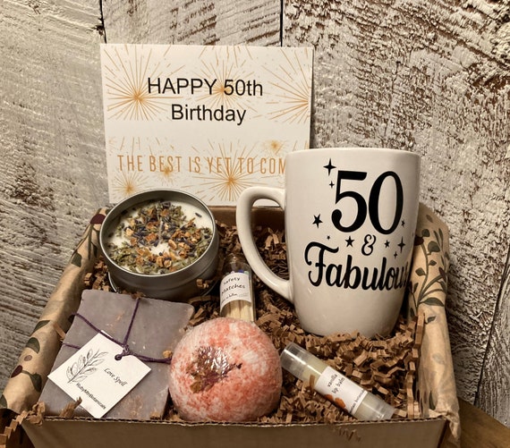 50 and Fabulous Birthday Mug Gift Box 50th Birthday Spa Gift Etsy