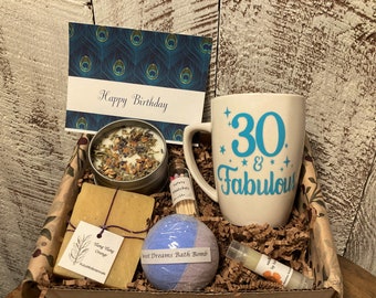 30th Birthday Mug Gift Box | 30 and Fabulous Coffee Mug Gift Basket | 30th Spa Gift Box for Her | Birthday Gift Box | Special Occasion Gift