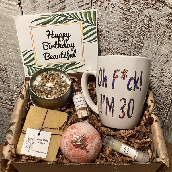 Oh F*ck I'm 30 Mug Birthday Gift Box | Humorous 30th Birthday Box | 30th Birthday Spa Box | 30th Birthday Basket | 30th Birthday Box for Her
