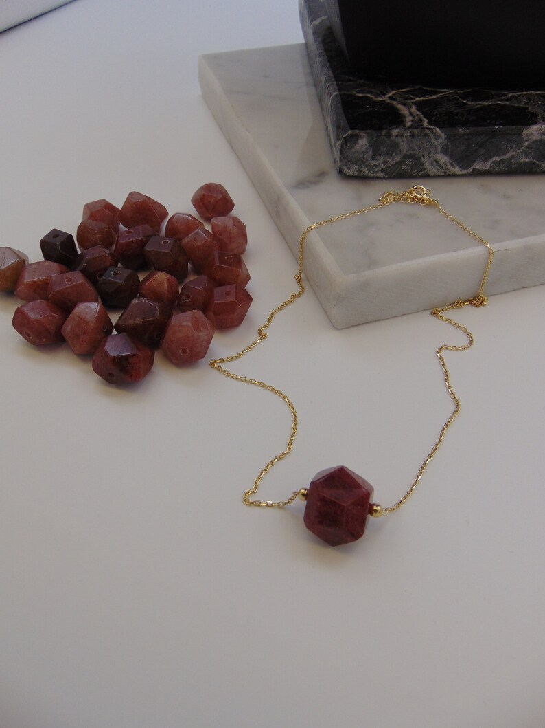 Strawberry Quartz Necklace Strawberry Quartz Crystal Energy Etsy