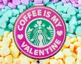 Coffee Valentines Retractable Badge Reel