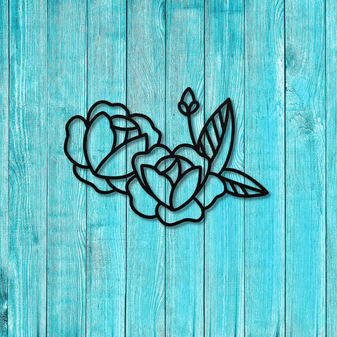 Rose Flower Wall Art Flower Metal Wall Art Modern Flower Etsy