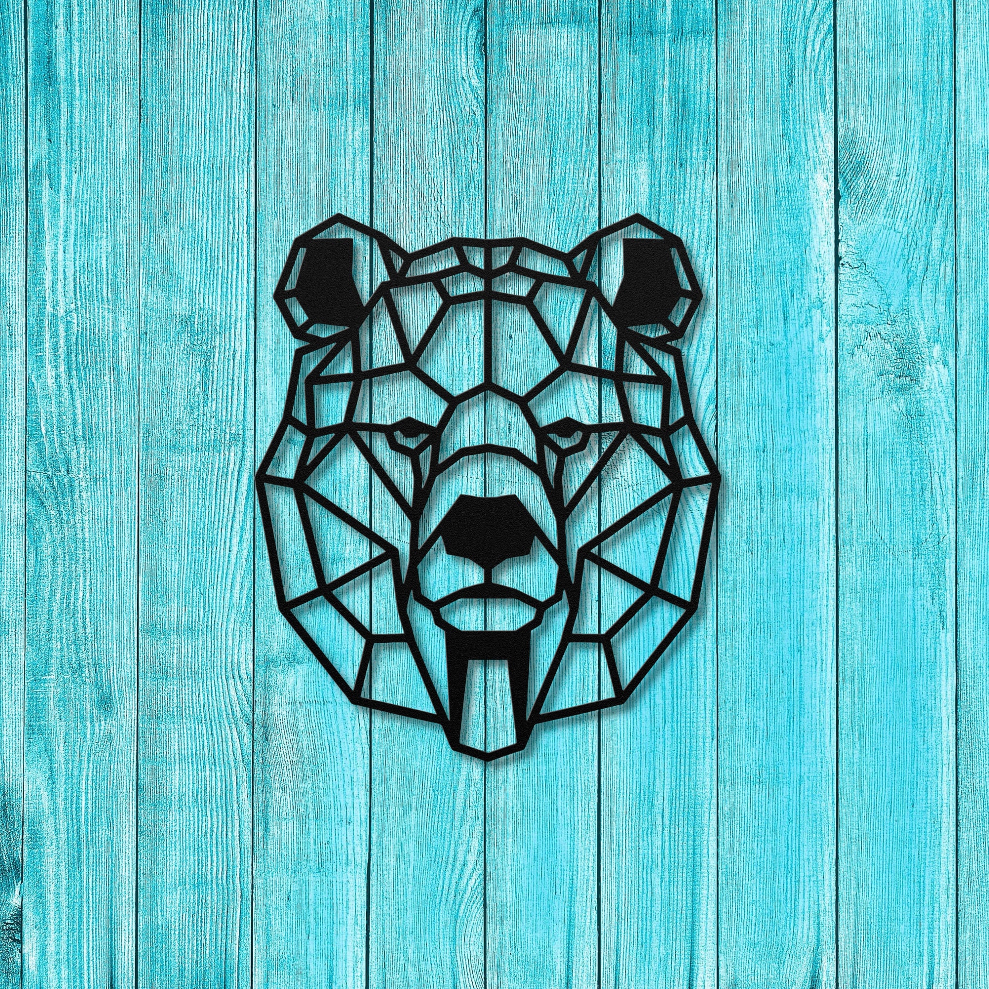 Bear Metal Sign Geometric Bear Head Bear Metal Wall Art Etsy
