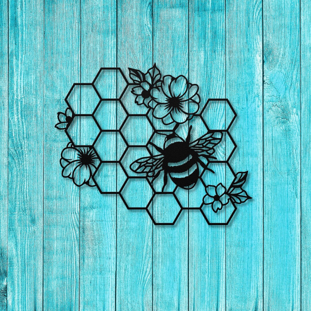 Bee, Floral Bee Wall Art, Wall Art, Honey Bee Wall Art, Gifts