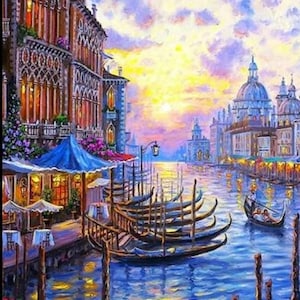 Small Town Boat 30*40cm(canvas) full round drill diamond painting