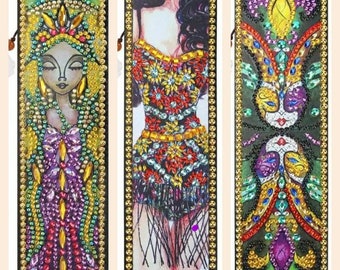 Diamond Painting Bookmark Crafting Kit, DIY Princess, masquerade, woman 24-26