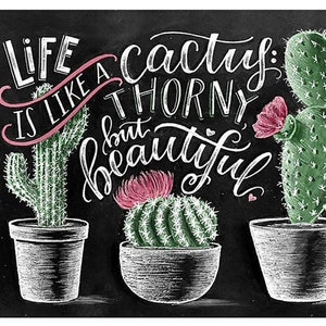 Life is like a Cactus Saying Diamond Painting Kit, DIY Full Square 12x16 in (30×40cm)