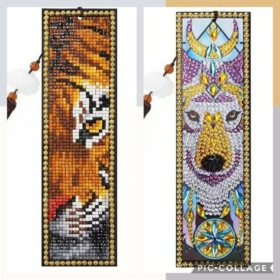 Diamond Painting Bookmark Crafting Kit, DIY Tiger, Wolf 22-23 