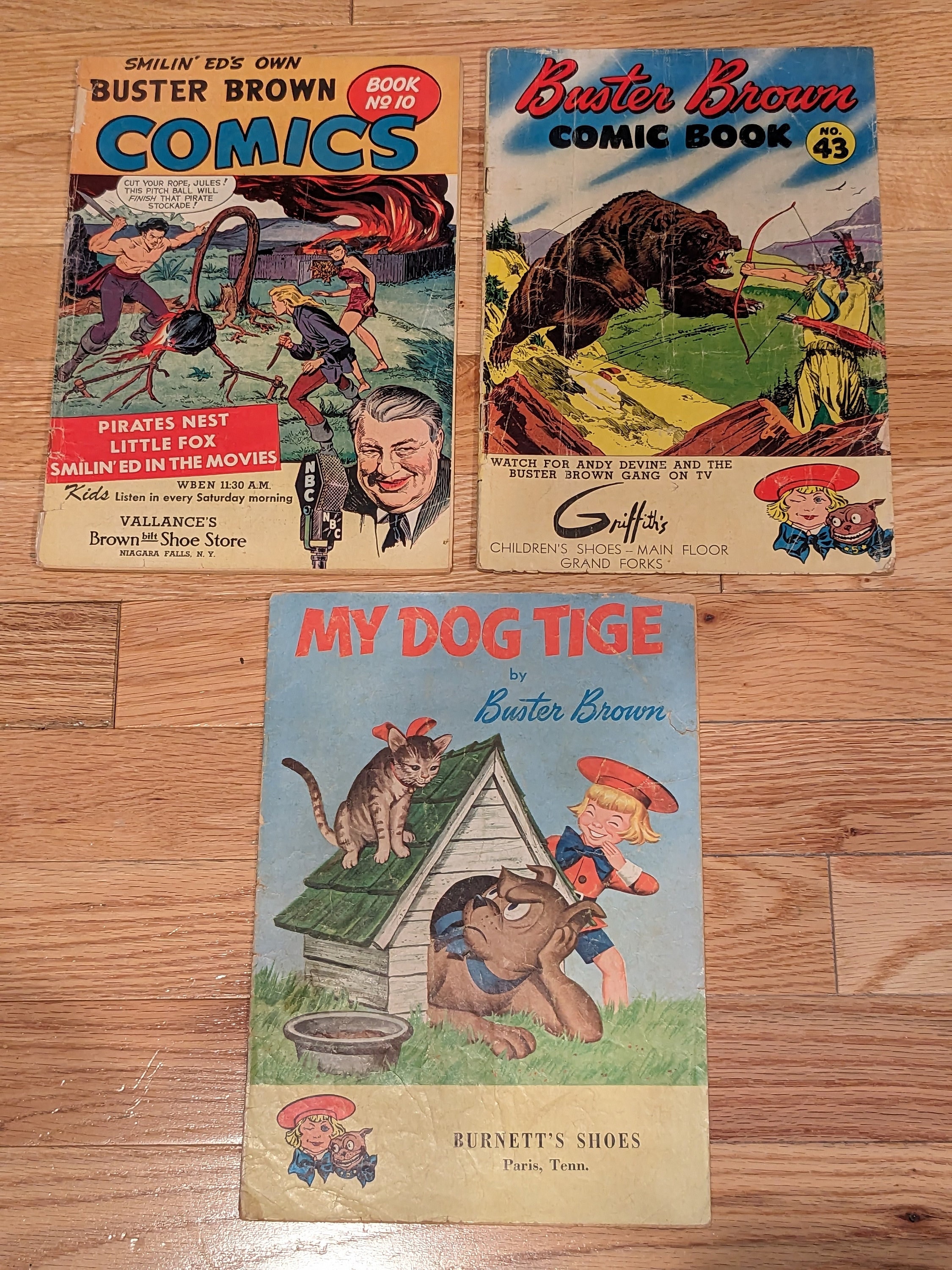 3 Buster Brown Comics: #10, #43, + My Dog Tige 1947-1957