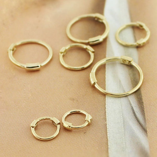 10K solid Gold Hoop Earrings, Minimalist Hoop Earrings, Dainty Huggie Earrings, Piercing hoops