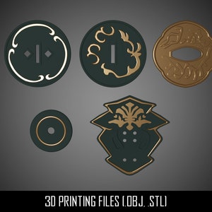 Final Fantasy XIV - Samurai&#39;s Tsuba set - files for 3D printing - sliced