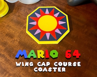 Mario 64 Coaster | Castle Wing Cap Course (Sun Rug) | 3D Printed Novelty Game Gift