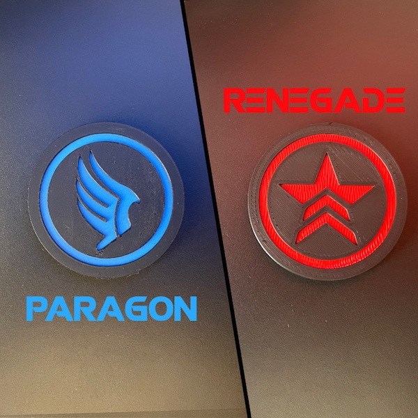 Paragon vs Renegade Decision Coin | Fully multicolor 3D printed | Novelty Mass Effect Game Gift