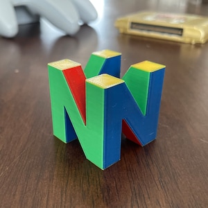 Nintendo 64 fully multicolor 3D printed logo | Retro N64 cube figurine