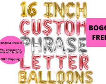 Banner de globo personalizado, 16 pulgadas, globos de aluminio, soltera, oro, oro rosa, crea tu propio, decoración de fiesta, arco de globo, globos de letras