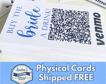 Invítale una bebida a la novia, tarjeta con código QR, pulsera de bebida, etiquetas Venmo, pulseras de despedida de soltera, letrero Venmo, regalos para despedida de soltera, aplicación Cash