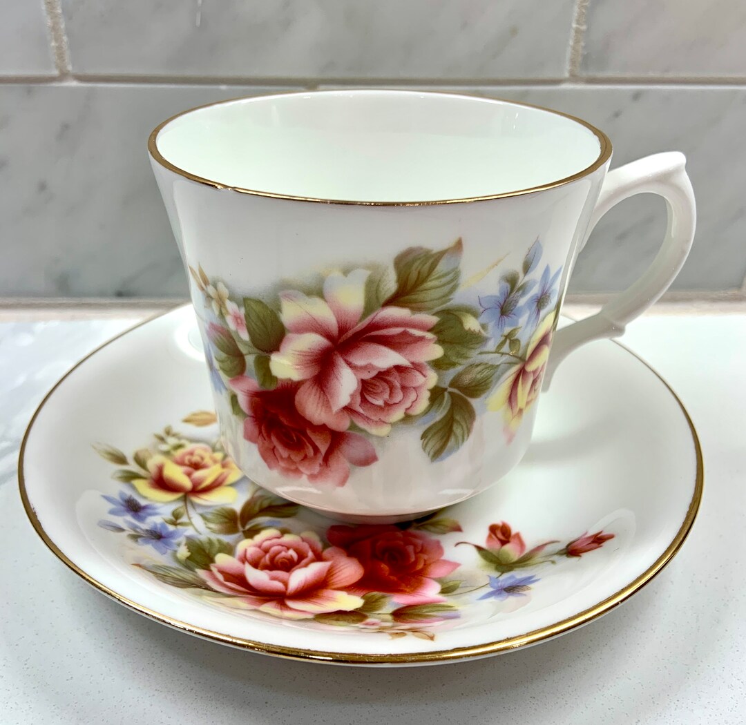 Vintage Arklow Fine Irish Bone China Tea Cup and Saucer Multi Colored