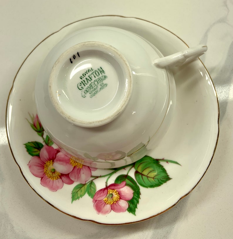 Vintage Royal Grafton Fine Bone China Tea Cup and Saucer Made in England Wild Roses Etsy