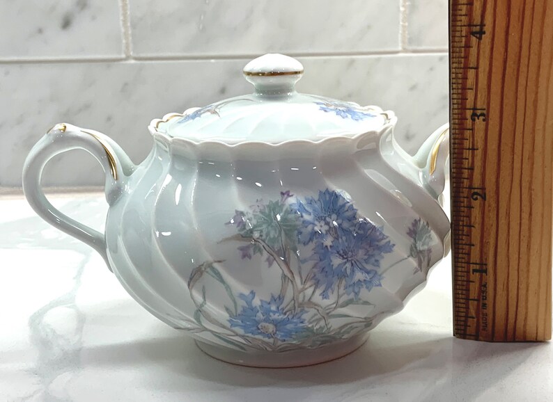 Vintage Haviland Limoges Bergere Sugar Bowl Blue Flowers Gold Etsy