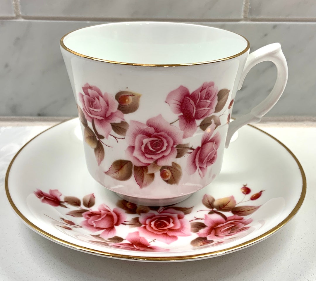 Vintage Arklow Irish Bone China Tea Cup and Saucer Pink Roses Etsy