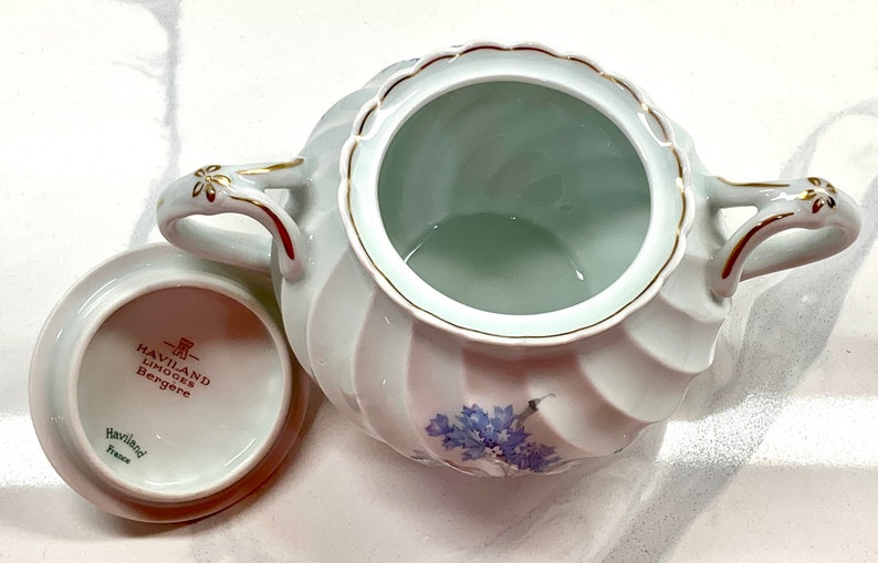 Vintage Haviland Limoges Bergere Sugar Bowl Blue Flowers Gold Etsy