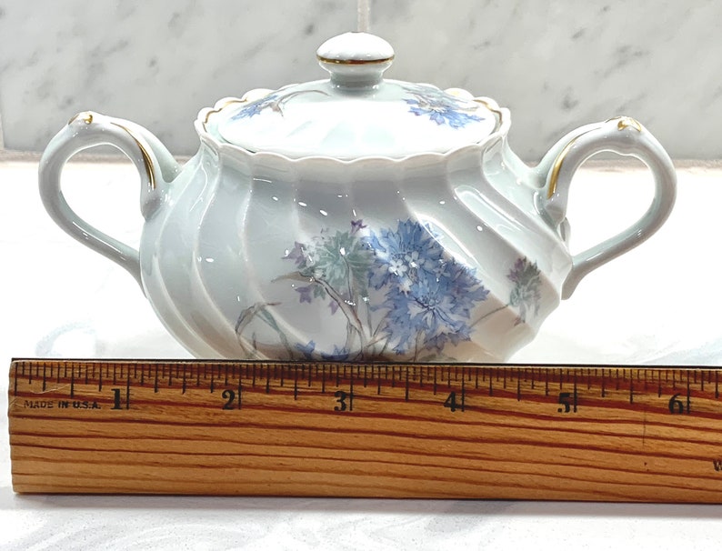 Vintage Haviland Limoges Bergere Sugar Bowl Blue Flowers Gold Etsy