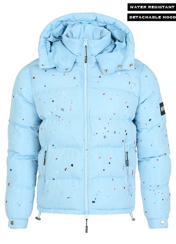 Paint Puffer Jacket Baby Blue Etsy