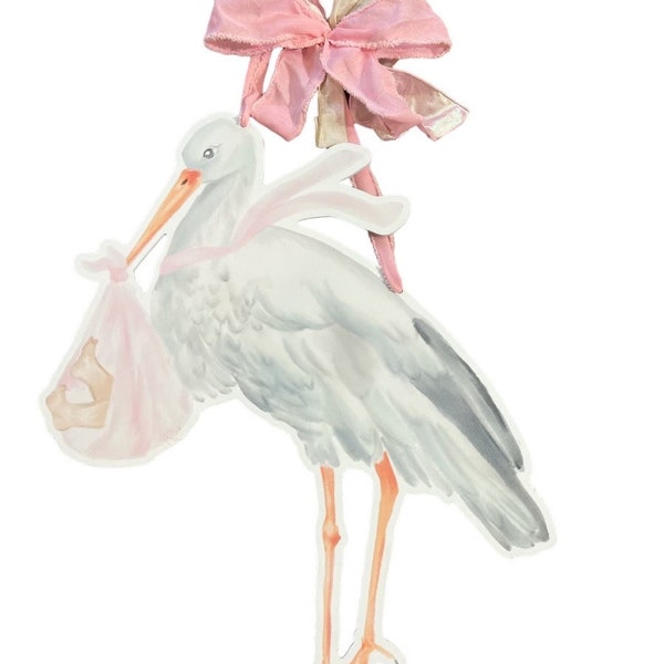 Stork door hanger baby door hanger hospital door decor nursery decor