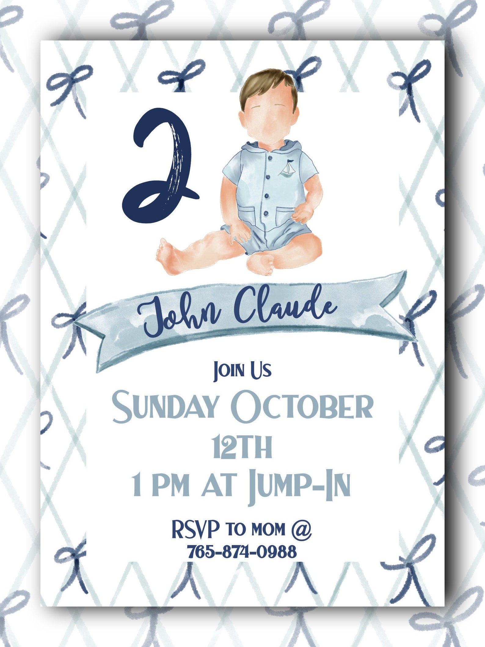 Baby Boy Birthday Invitation Etsy