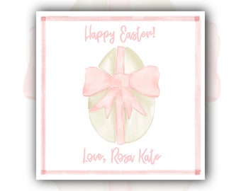 Egg with Pink Bow Gift Tag