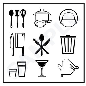 KITCHEN ORGANIZATION LABELS -Perfect for your Airbnb, Vrbo, Assisted Living, short term rental. Kitchen cabinet Vinyl Decal