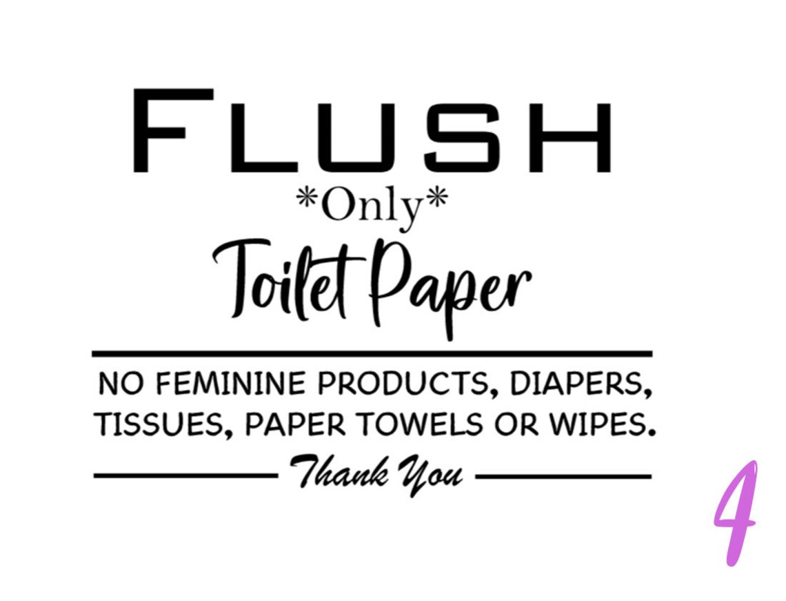 Do Not Flush Vinyl Decal Sign for Bathroom in Airbnb or Etsy