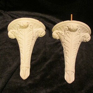 Vintage Chalkware Plaster Italian Plume Wall Sconces